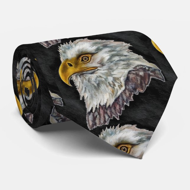 American Bald Eagle Illustration Neck Tie (Rolled)