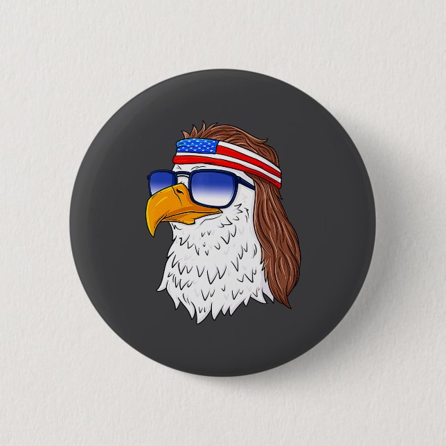 American Bald Eagle Mullet 4th Of July Funny Usa  6 Cm Round Badge (Front)