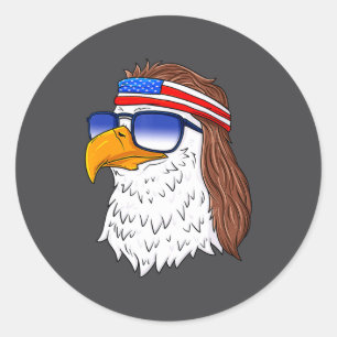 American Bald Eagle Mullet 4th Of July Funny Usa Classic Round Sticker