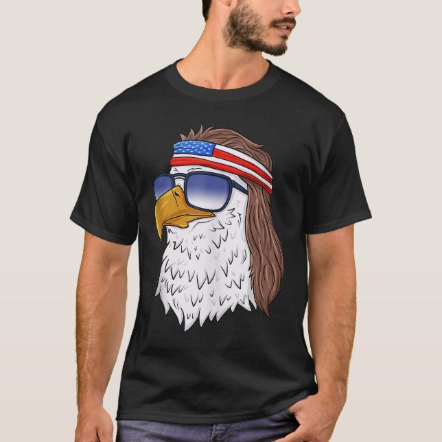 American Bald Eagle Mullet 4th Of July Funny USA P T-Shirt (Front)
