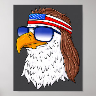 American Bald Eagle Mullet 4th Of July Funny Usa  Poster