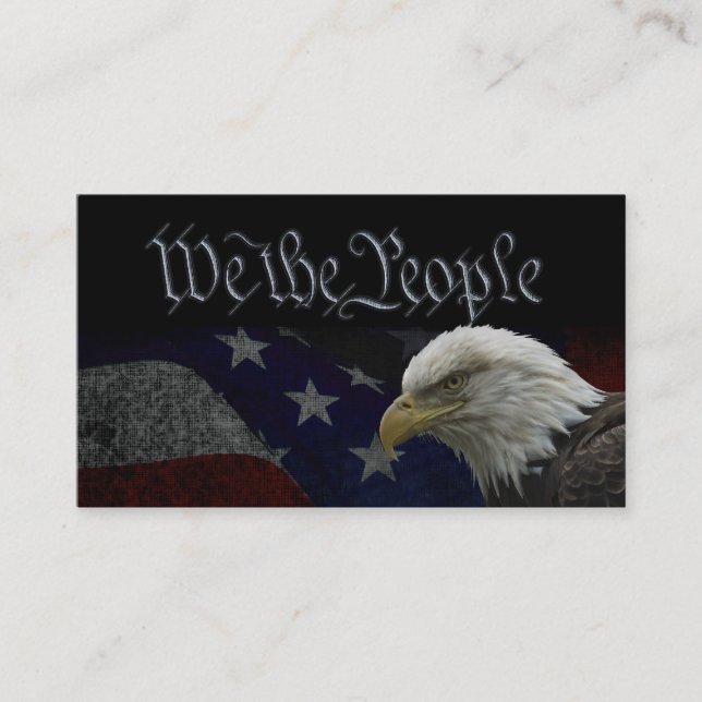 American Bald Eagle on Flag Business Card (Front)