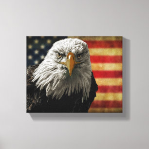 American Bald Eagle on Grunge Flag Canvas Print