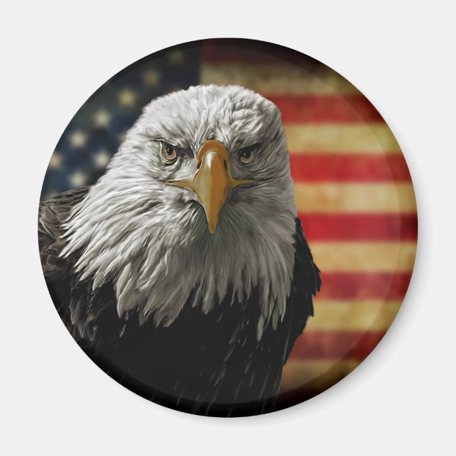 American Bald Eagle on Grunge Flag Magnet (Front)