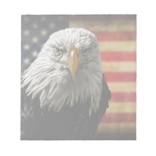 American Bald Eagle on Grunge Flag Notepad