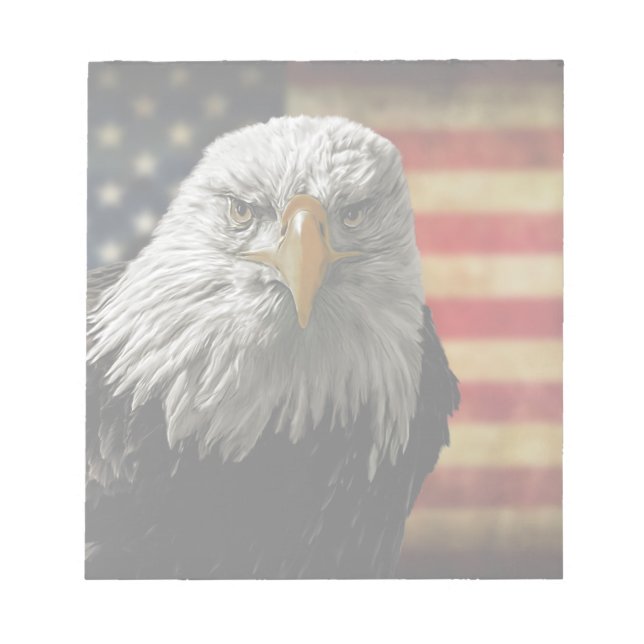 American Bald Eagle on Grunge Flag Notepad (Front)