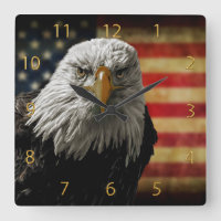 American Bald Eagle on Grunge Flag