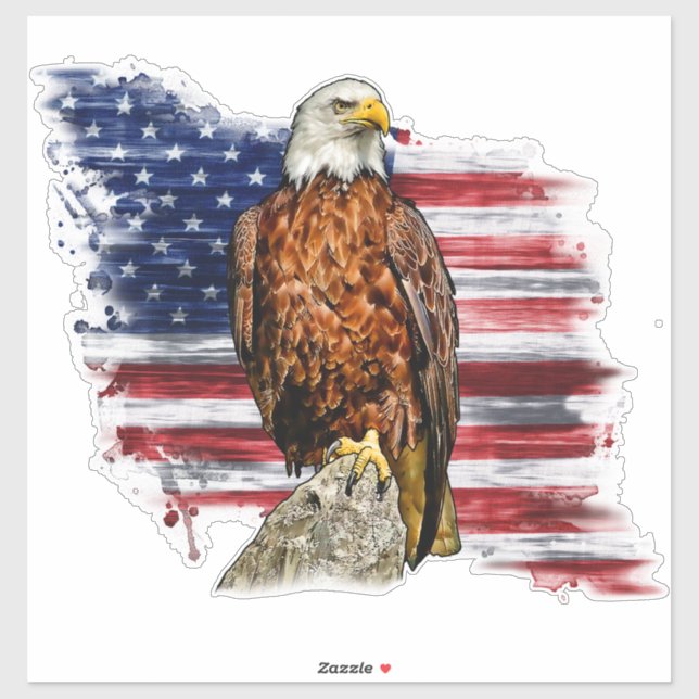 American Bald Eagle Patriotic USA Flag  (Sheet)