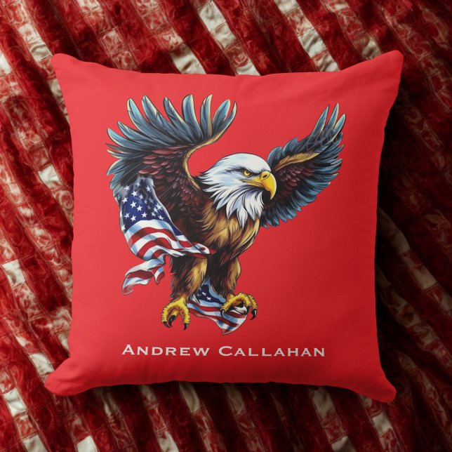 American Bald Eagle Patriotic USA Flag 4 of July Cushion (Creator Uploaded)
