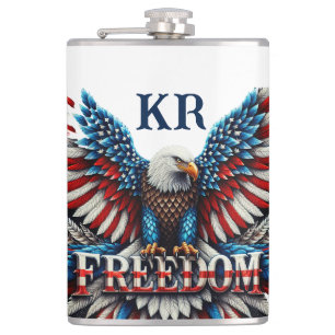 American Bald Eagle Patriotic USA Flag Freedom Hip Flask