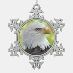 American bald eagle snowflake pewter christmas ornament