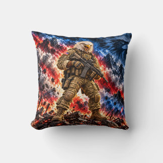 American Bald Eagle Tactical Warrior 16 Inch Throw Cushion