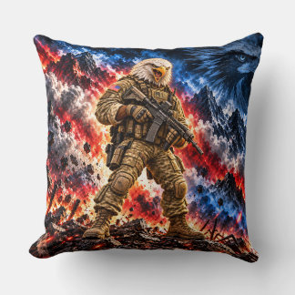 American Bald Eagle Tactical Warrior 20 Inch Throw Cushion