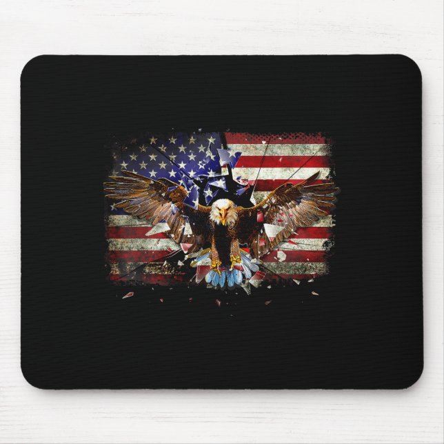 American Bald Eagle Usa Flag Patriotic Eagle 4th O Mouse Pad (Front)