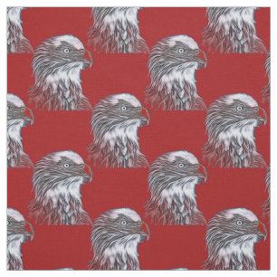 American Bald Eagle USA Red Fabric