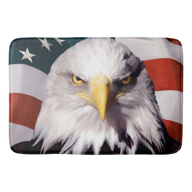 American Bald Eagle with Flag Bath Mat (Front)