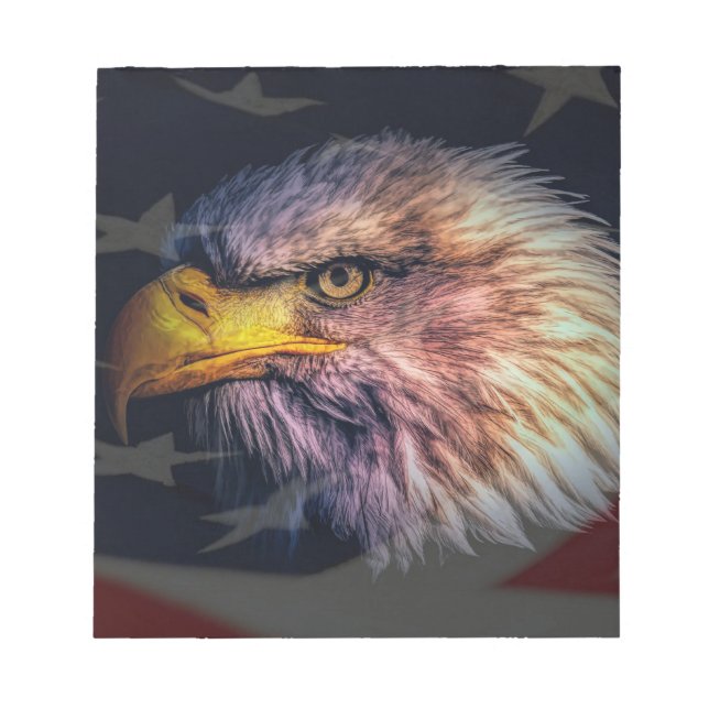 American Bald Eagle With Flag Notepad (Front)