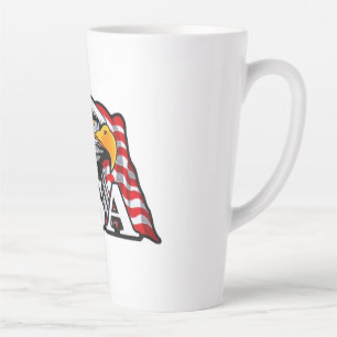 American Bald Eagle with USA Flag – Patriotic USA Latte Mug