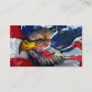 American Bald Eagle Wolf Flag Patriotic Business Card