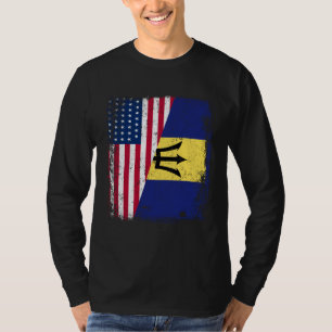 American Barbadian Roots Half American USA Barbado T-Shirt