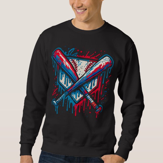 American Baseball Drip Graffiti Ball and Bat Sweatshirt (Front)