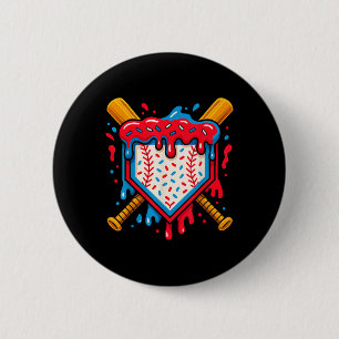 American Baseball Drip Ice Cream For Boys Ball And 6 Cm Round Badge