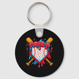 American Baseball Drip Ice Cream For Boys Ball And Key Ring