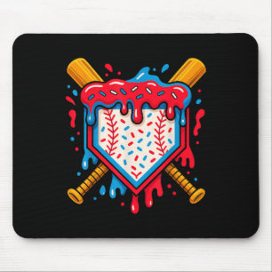 American Baseball Drip Ice Cream For Boys Ball And Mouse Pad
