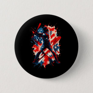 American Baseball Drip Patriotic For Boys Ball And 6 Cm Round Badge