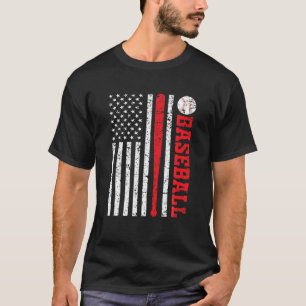 American Baseball Flag For Dad Mom Kids Vintage Sp T-Shirt