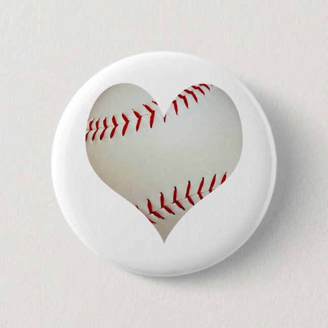American Baseball In A Heart Shape 6 Cm Round Badge (Front)