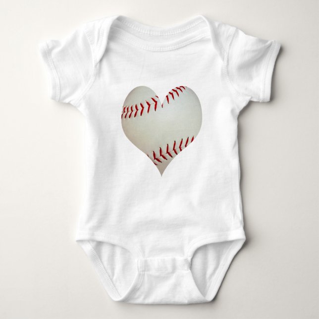 American Baseball In A Heart Shape Baby Bodysuit (Front)