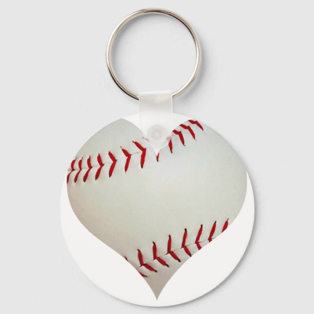 American Baseball In A Heart Shape Key Ring (Front)