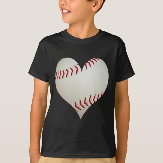 American Baseball In A Heart Shape T-Shirt (Front)
