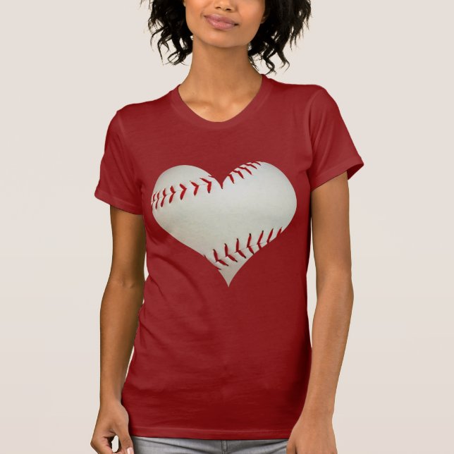 American Baseball In A Heart Shape T-Shirt (Front)