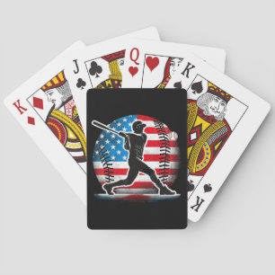 American Baseball Player Batter With United States Playing Cards