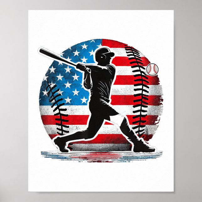American Baseball Player Batter With United States Poster (Front)