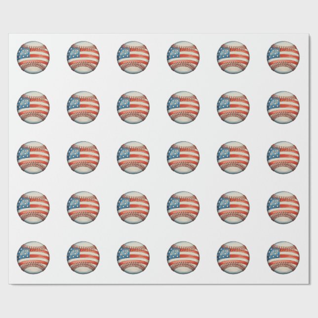 American Baseball US Flag 250th Anniversary Wrapping Paper (Flat)