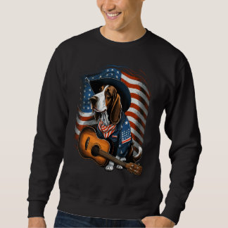 American Basset Hound Guitar USA County Music Sweatshirt