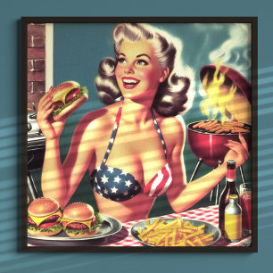American BBQ Pin-up Poster