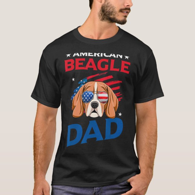 American Beagle Dad Usa Flag Patriotic 4th Of July T-Shirt (Front)