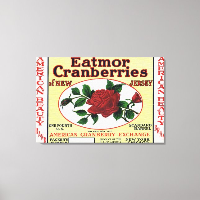 American Beauty Eatmor Cranberries Brand Label Canvas Print (Front)