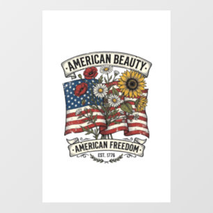 American Beauty Floral Flag Patriotic