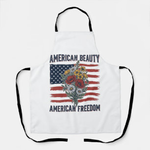 American Beauty Freedom Floral Flag Apron