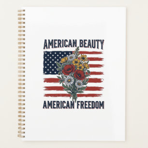 American Beauty Freedom Floral Flag Planner
