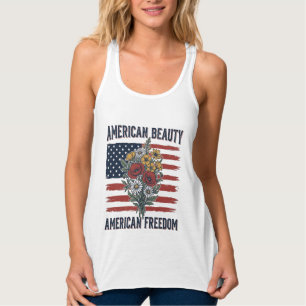 American Beauty Freedom Floral Flag Singlet