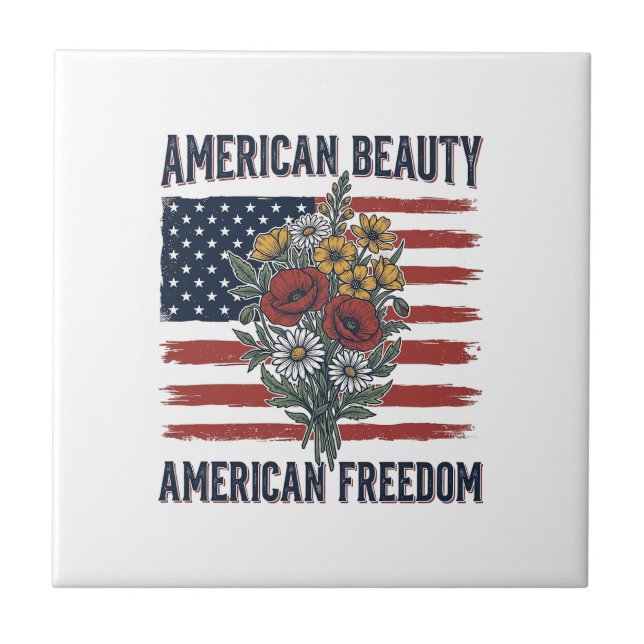 American Beauty Freedom Floral Flag Tile (Front)