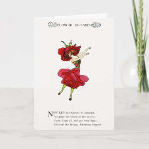 American Beauty Rose, Whimsical Flowers Book Art Card