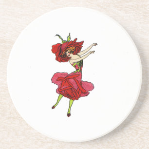 American Beauty Rose, Whimsical Flowers Book Art Coaster