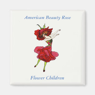 American Beauty Rose, Whimsical Flowers Book Art Magnet